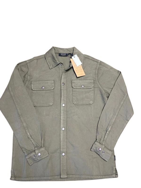 Green Button-Up Shirt Jacket #M